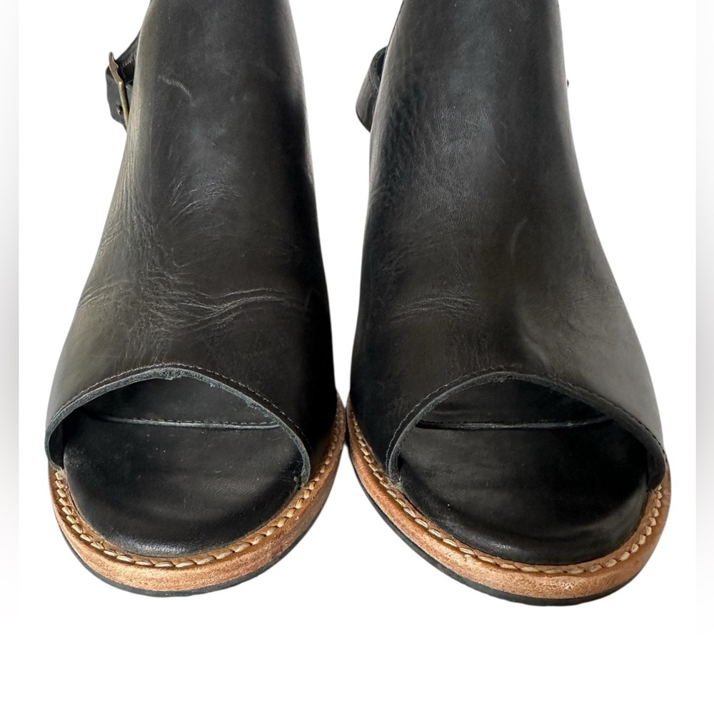 Patina Portland Leather Co. Black Leather Sling Back Sandals Size 8.5 - Picture 8 of 13